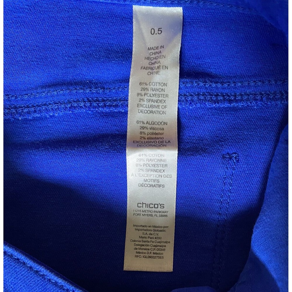 Chico's The Platinum Jegging Womens Size 0.5 Belladonna Blue Cotton - Picture 7 of 10